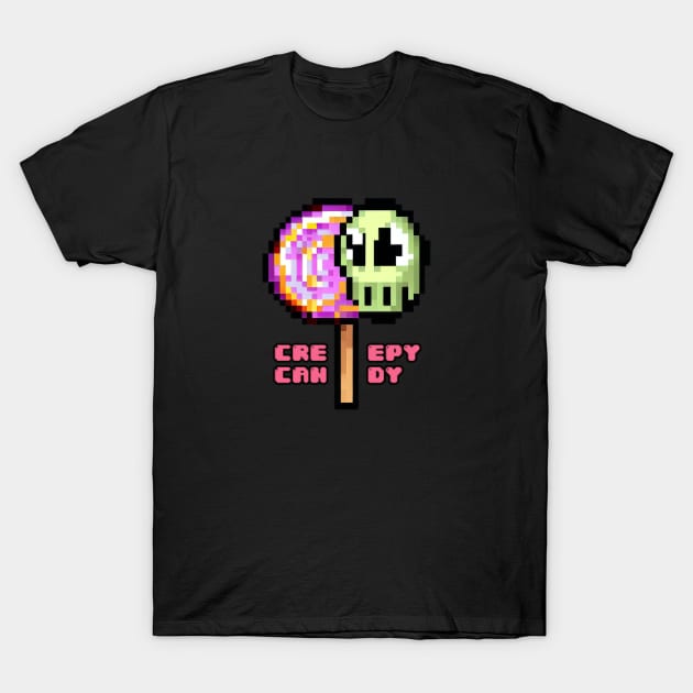 Creepy lollipop candy in pixel art T-Shirt by D.A.P